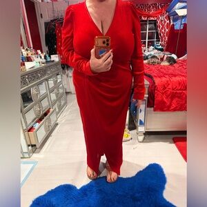 Elegant Red Long Sleeve Dress